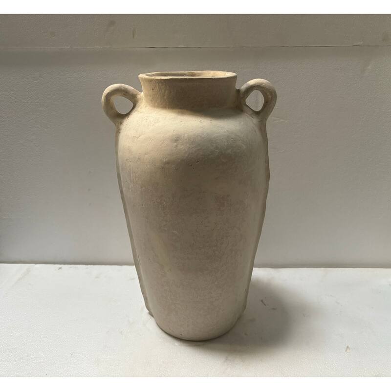 Paper Mache Vase Eco Mix White H 16.3" & Dia 8.5" - White