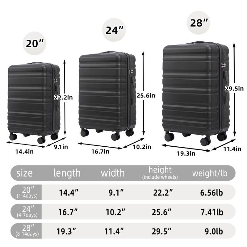 Fashion Luggage Lightweight Luggage, 3-Piece Set with Universal Wheels and Telescopic Handle, for Boarding and Travel