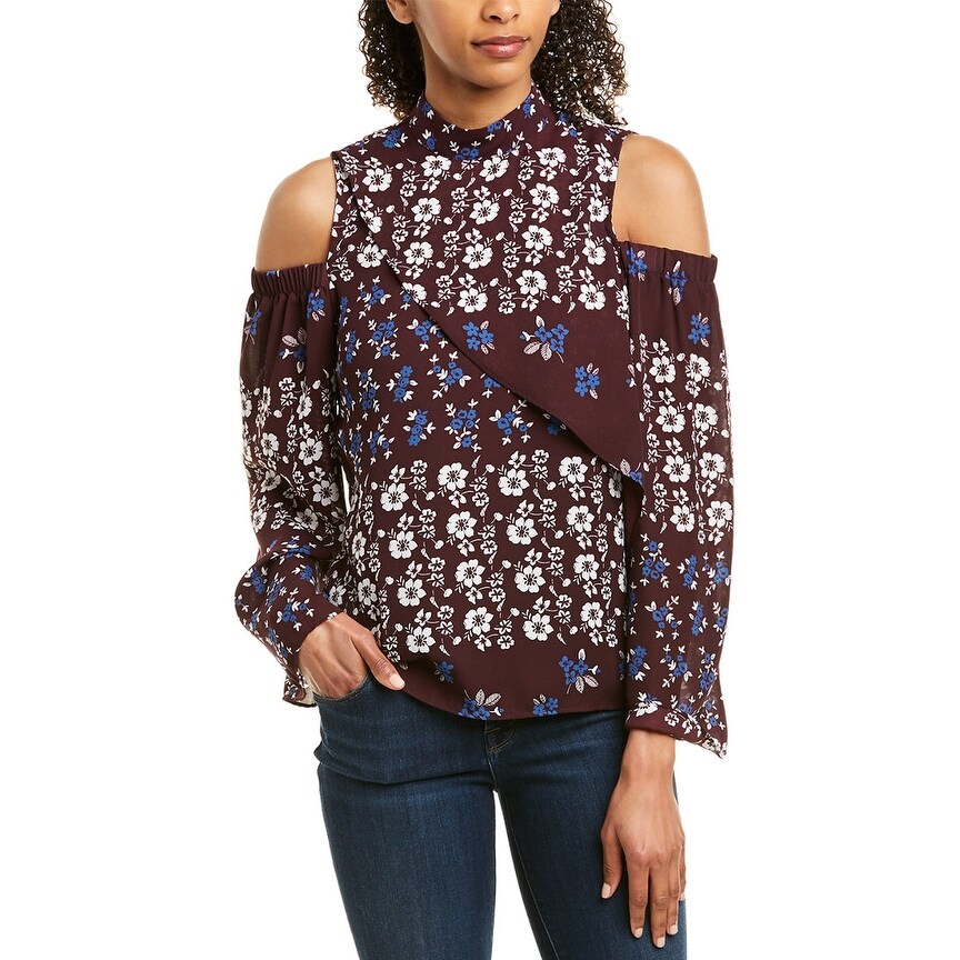 parker cold shoulder ruffle blouse