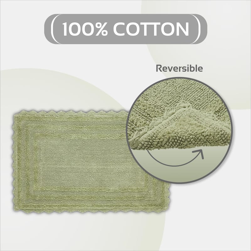 Better Trends Bath Rugs 100% Cotton Soft & Water Absorbent Reversible Tufted Bathroom Rug for Shower, Sink Mats Lilly Crochet