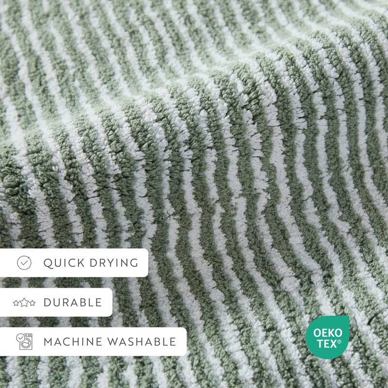 Becky Cameron 100% Cotton Pinstripe Patterned Bath Mat