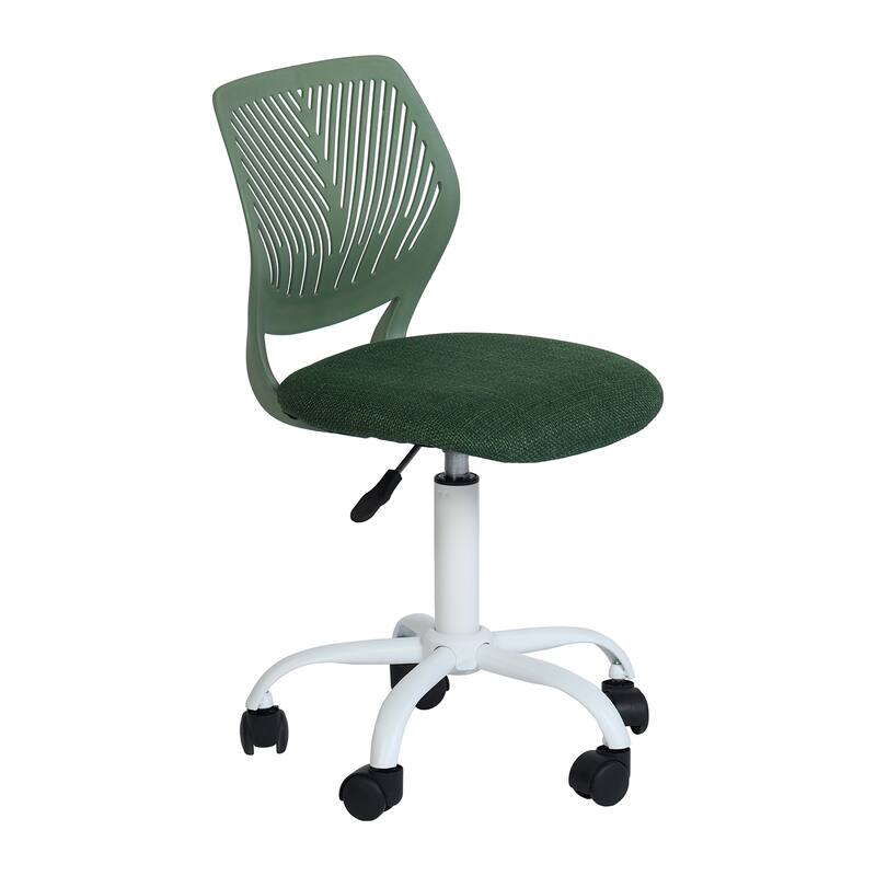 Writing Task Chair 360 Swivel,Low Mid PP Mesh Back Fabric Seat, Height Adjustable - Dark Green