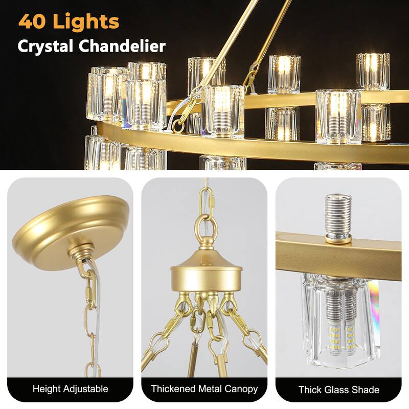 40-light fashionable metal frame wheel light with crystal lampshade bulbs not included