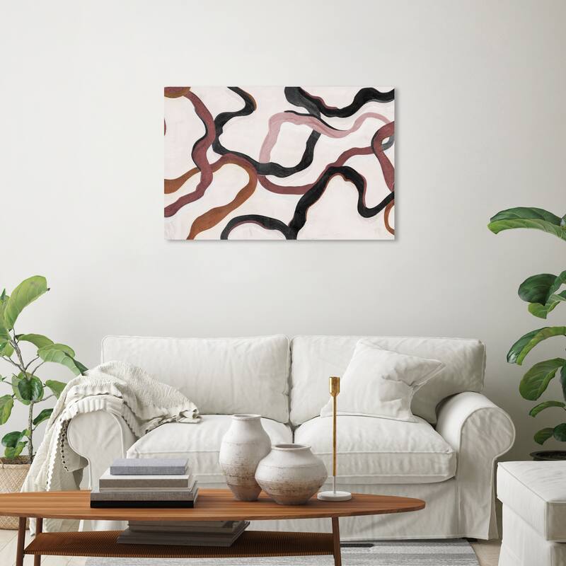 Wynwood Studio Abstract Paths of Life I Red and Dark Red Modern & Contemporary Wall Art Canvas Print - 20 x 30