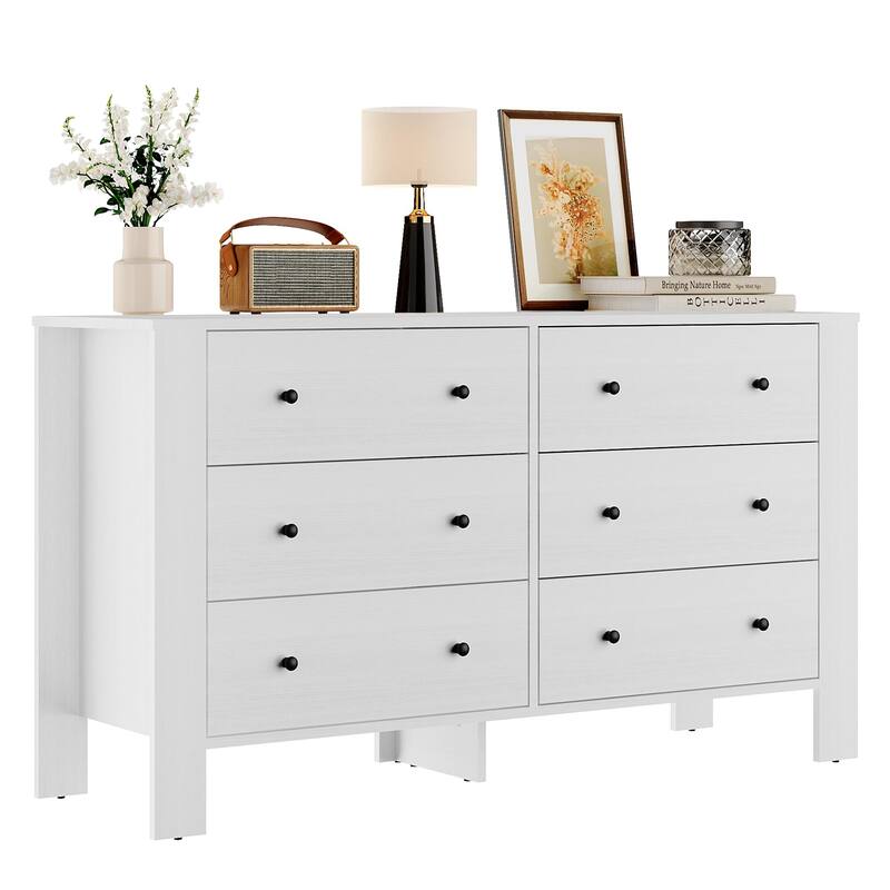 6 Drawer Dresser for Bedroom, Modern Wooden Storage Chest with Drawers