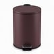 preview thumbnail 1 of 6, 1.3 Gallon Round Trash Can with Lid, Stainless Steel Bathroom Waste Bin with Soft Close Pedal & Removable Inner Bucket Brown