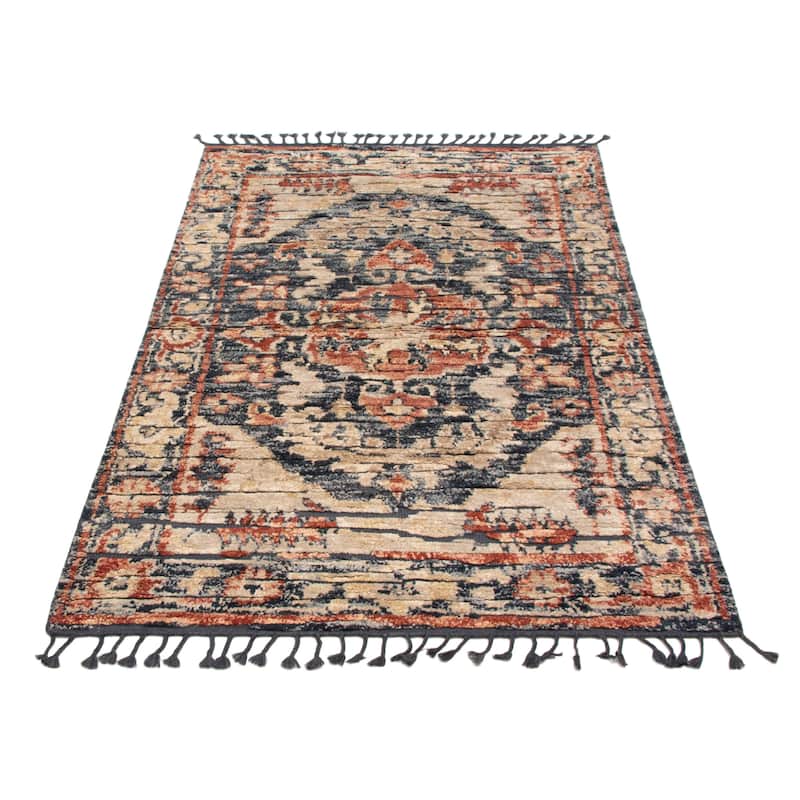 ECARPETGALLERY Hand-knotted Tangier Dark Grey, Khaki Wool Rug - 5'0 x 7'10