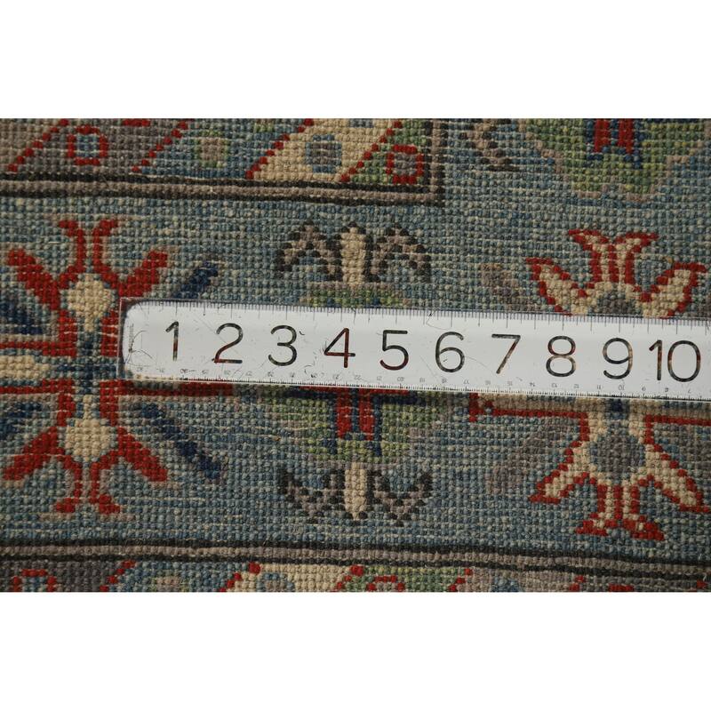 Hand Knotted Oriental 100% Wool Carpet Traditional Geometric Beige & Ivories Kazak Area Rug - 12' 0'' X 9' 1''