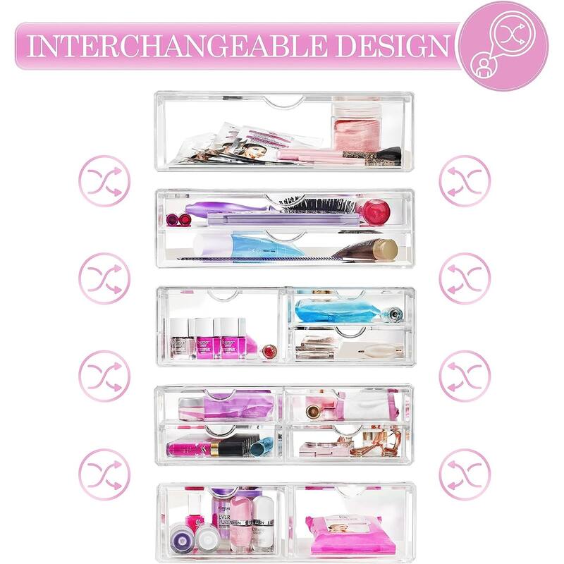 Sorbus Large Stackable Acrylic Drawers - Clear Storage Drawers for Organizing Make up, Nail Polish, Hair Accessories, and More