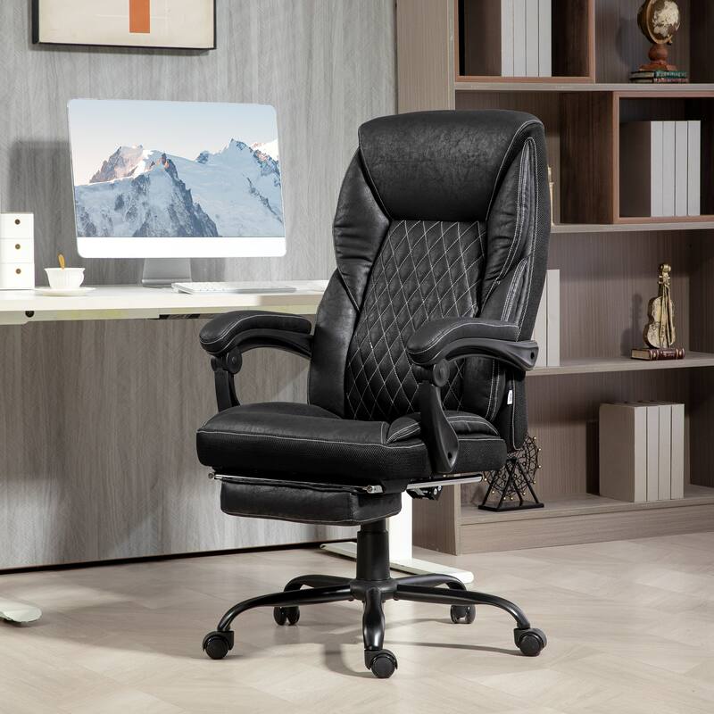 Ergonomic High-Back Swivel Desk Chair with Thick Cushion, Footrest, Smooth Mobility, and Modern Microfiber Upholstery