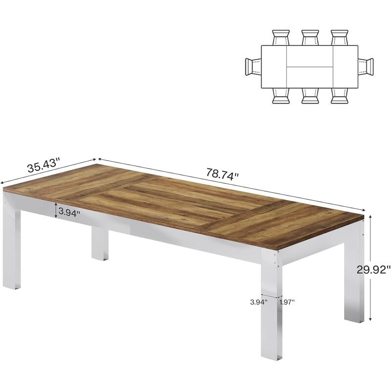 6.5FT Conference Table for 8-10 People, Modern Meeting Table for Office Conference Room