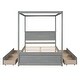 preview thumbnail 26 of 29, Full Size Platform Bed with 4 Drawers, Canopy Bedframe w/ 8 Support