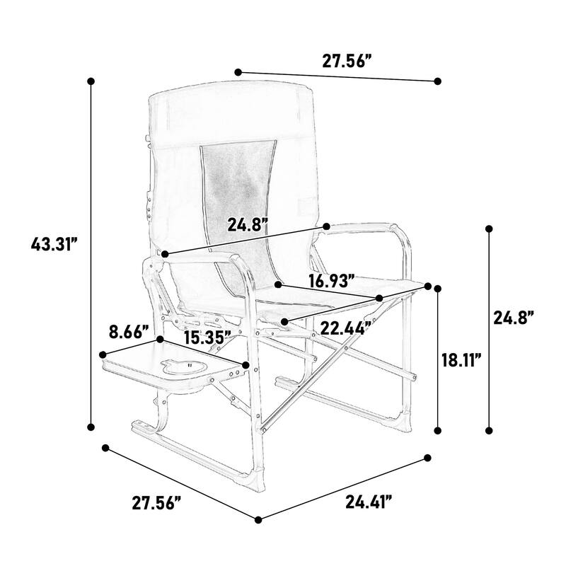 Camping Directors Chair, Heavy Duty,Oversized Portable Folding Chair With Side Table,Pocket For Beach