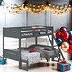 preview thumbnail 26 of 41, Modern Style Twin/Full Bunk Bed with Built-In Ladder Grey