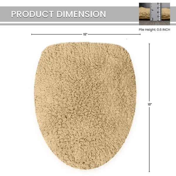 dimension image slide 7 of 17, Home Weavers Waterford Collection Cotton Toilet Lid Rug | Elastic Fit | Fit Most Standard Toilet Lid | 18"x18"