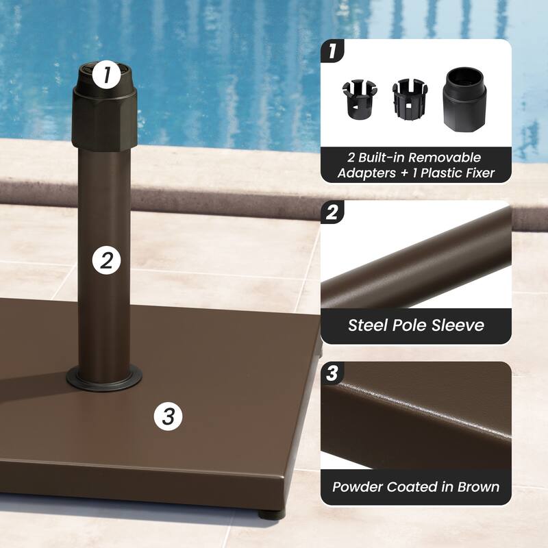 Outdoor Market Umbrella Base Holder Square Concrete / Cement Metal w/Wheels