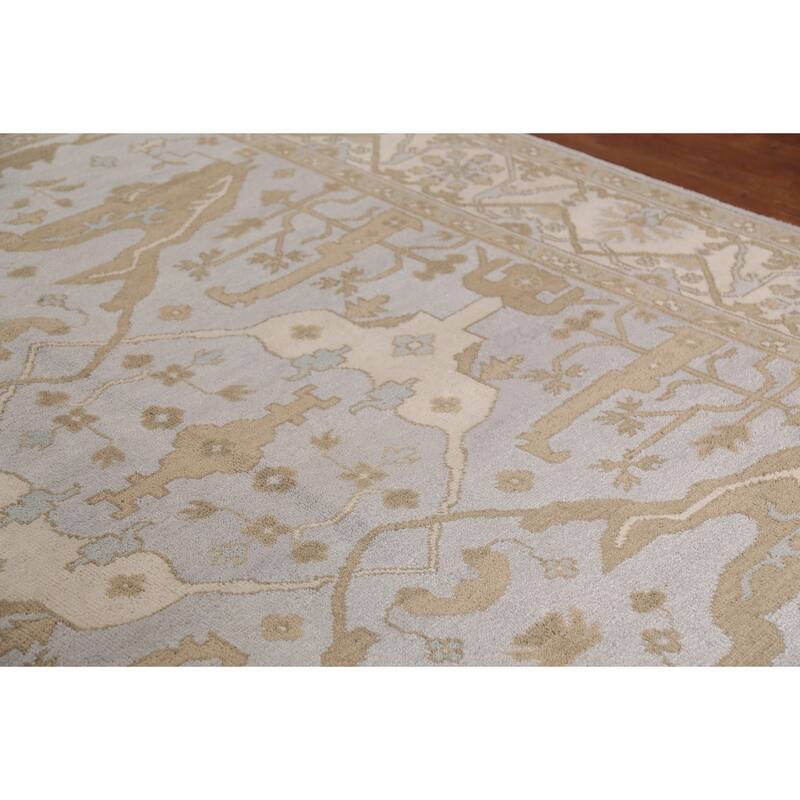 Grey Transitional Oushak Indian Area Rug Handmade Wool Carpet - 8'1"x 9'11"