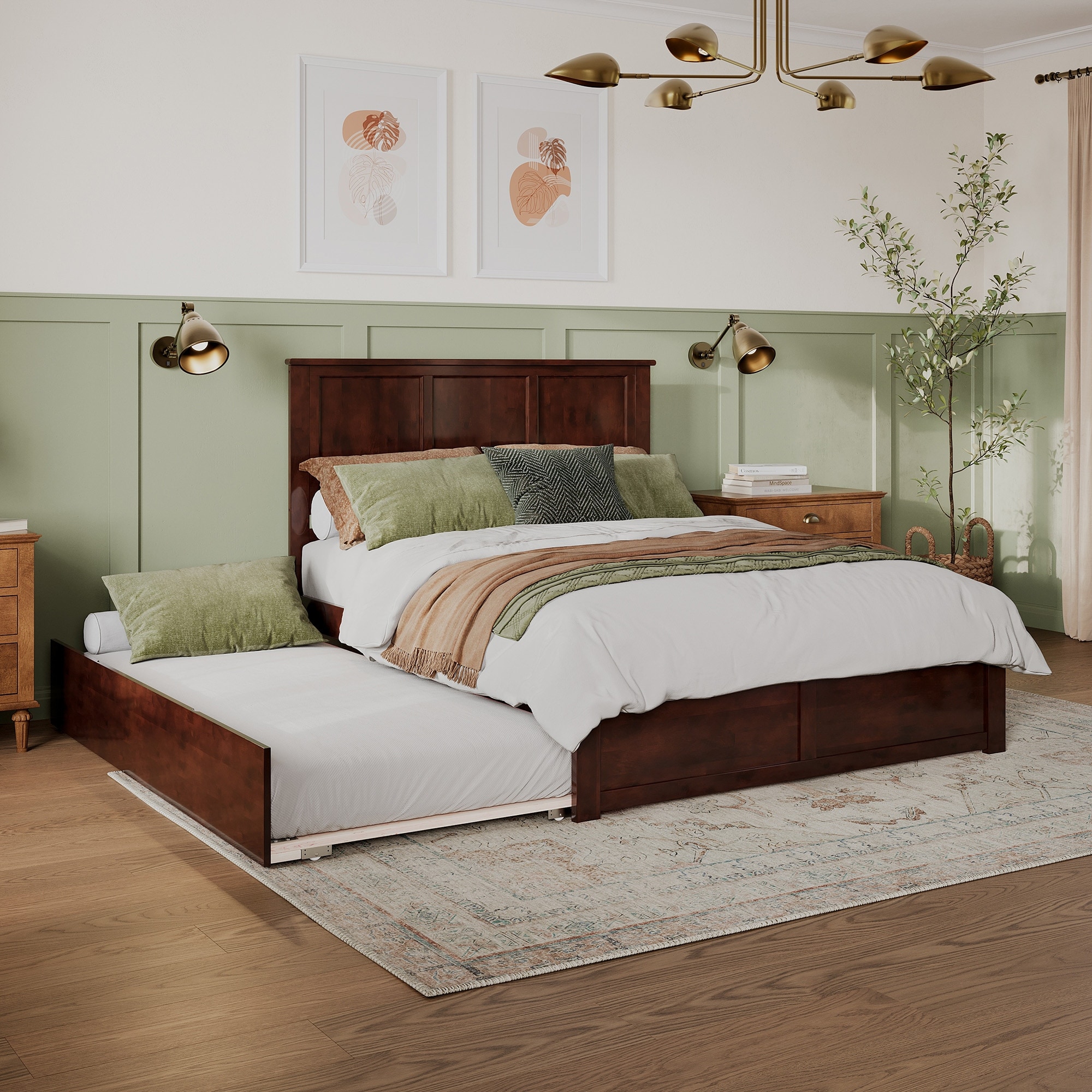 AFI Madison Platform Bed with Footboard & Twin XL Trundle