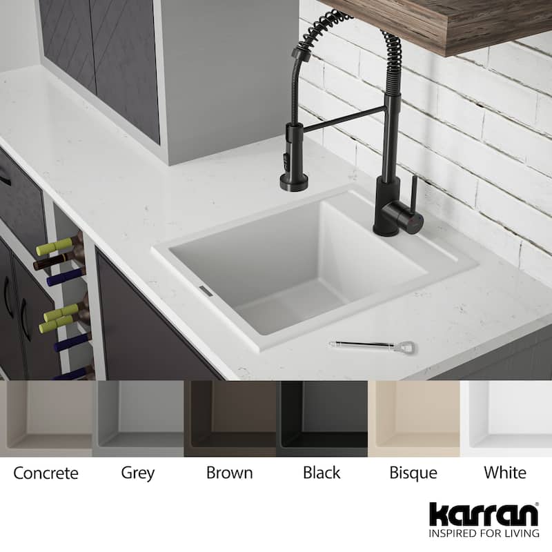 Karran QT-825 Drop-in 15-3/4" Single Bowl Quartz Composite Kitchen Sink