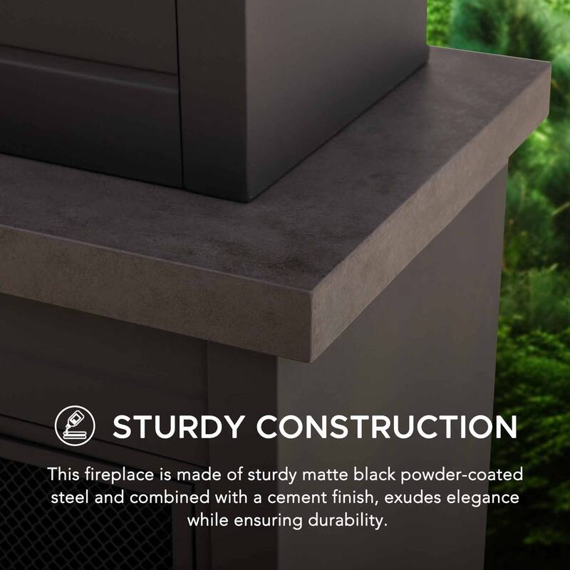 Sunjoy Outdoor Wood Burning with Chimney, Log Holders, Fireplace Tool, and PVC Cover