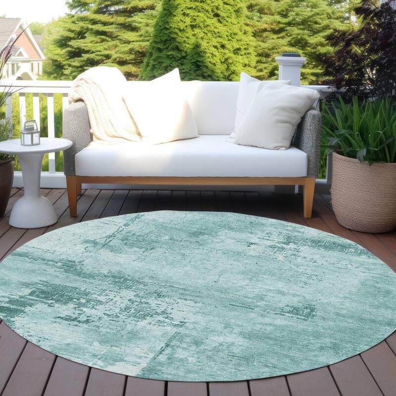 Machine Washable Indoor/ Outdoor Abstract Modern Chantille Rug