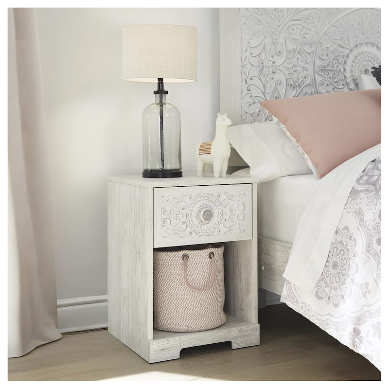 Signature Design by Ashley Paxberry White 1-drawer Nightstand - Antique White - 1-drawer