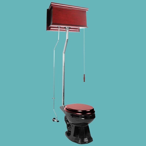 Cherry High Tank Pull Chain Toilet Black Elongated Chrome | Renovator's Supply