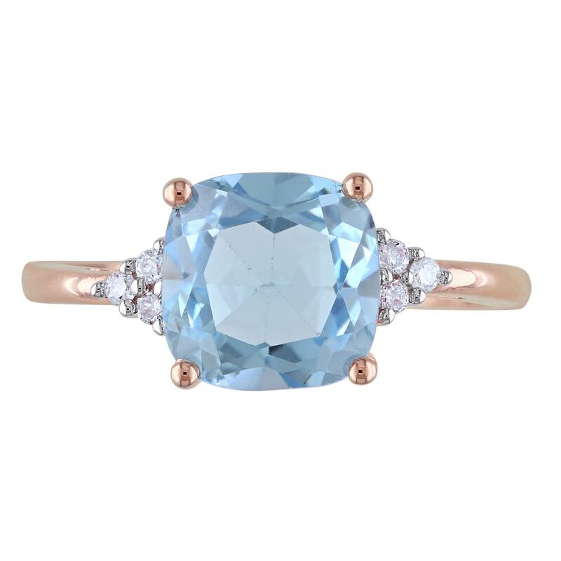 Miadora 10k Rose Gold Sky Blue Topaz and Diamond Accent Cocktail Ring