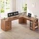 preview thumbnail 86 of 156, Farmhouse Executive L Shaped Desk Home Office Desk with Drawers and Storage Cabinet & Power Outlet