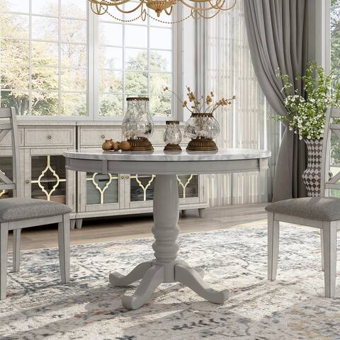 Furniture of America Ten Country 42-inch Pedestal Round Dining Table