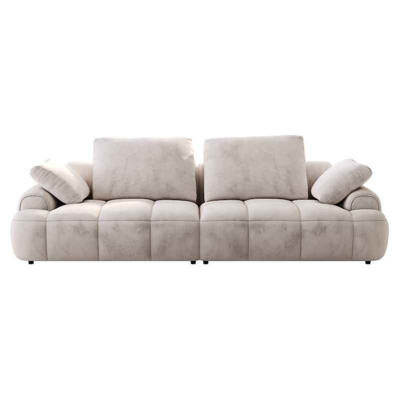 Spacious 3-Seat Modern Sofa with Velvet Upholstery and Easy Assembly