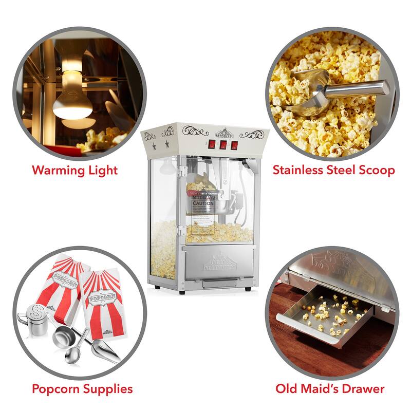 Movie TheaterStyle Countertop Popcorn Machine with 8oz Kettle