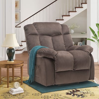 Classic Vintage Velvet Upholstered Power Leisure Recliner with Lift Base
