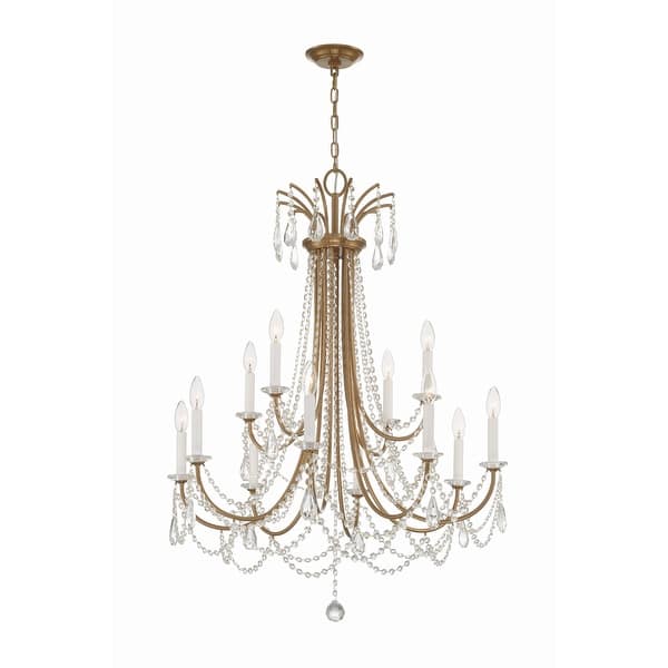 slide 2 of 8, Karrington 12 Light Aged Brass Chandelier - 30"W x 40"H 30"W x 40"H