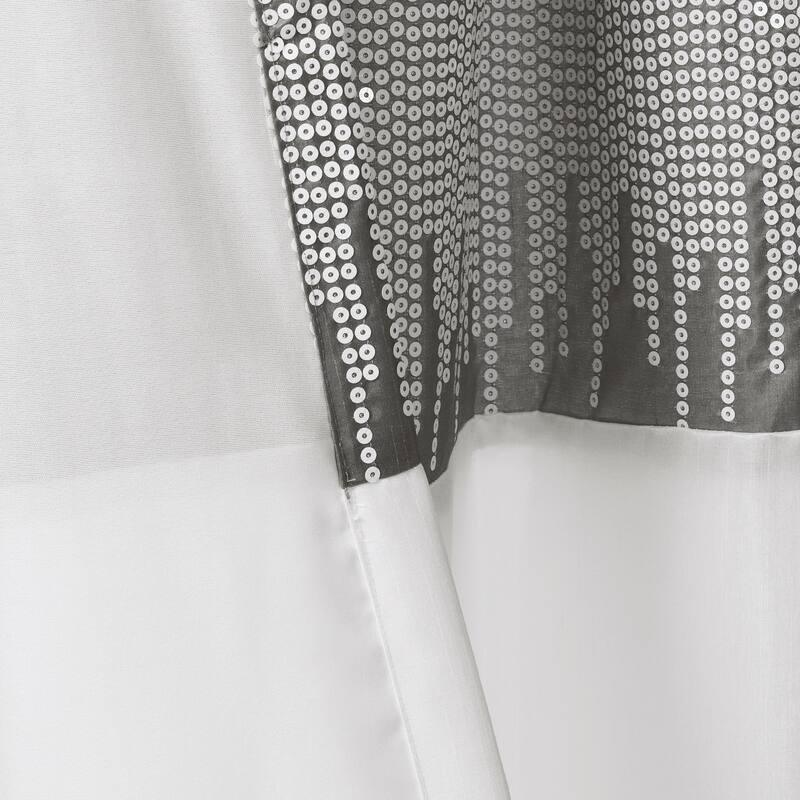 Silver Orchid Page Two-tone Faux Silk Glamorous Sequins Sparkle Single Curtain Panel