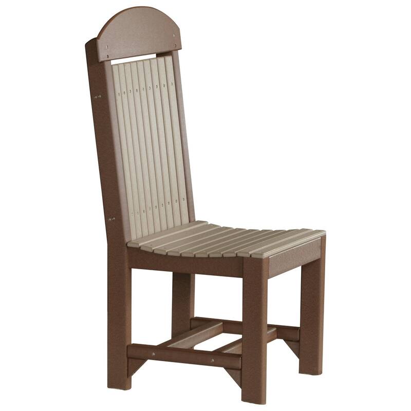 Set of 4 Poly Lumber Classic Dining Chairs - Side Chair - Weatherwood & Chestnut Brown - Dining Height