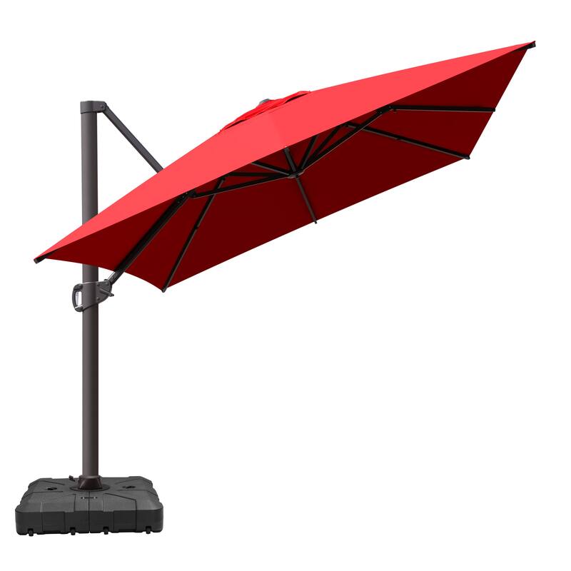 VredHom 10X13 FT Patio Outdoor Cantilever-Offset Umbrella with Base Stand - Red