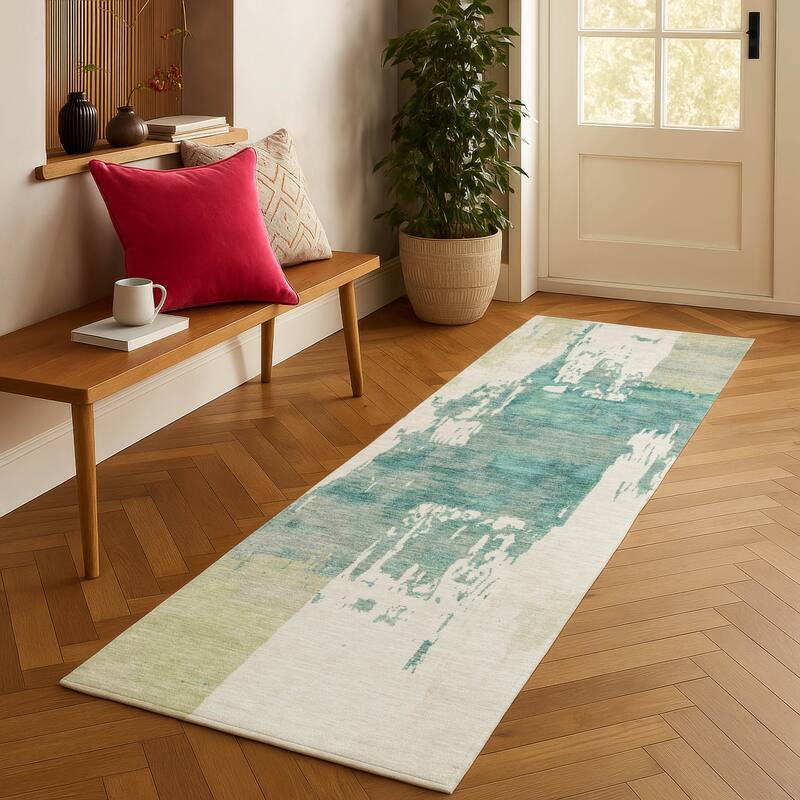 Machine Washable Indoor/ Outdoor Contemporary Fusion Chantille Rug