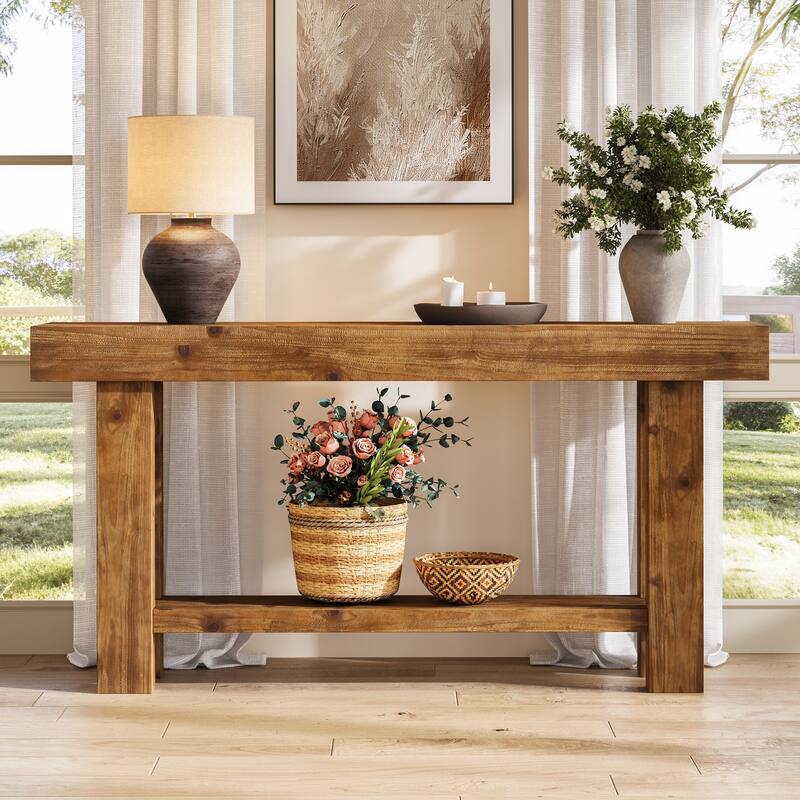 63-Inch Solid Wood Long Console Table