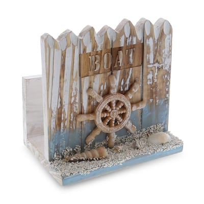 CoTa Global Coastal Horizon Nautical Wooden Napkin Holder - 4.6 x 3.25 x 4.5 inches