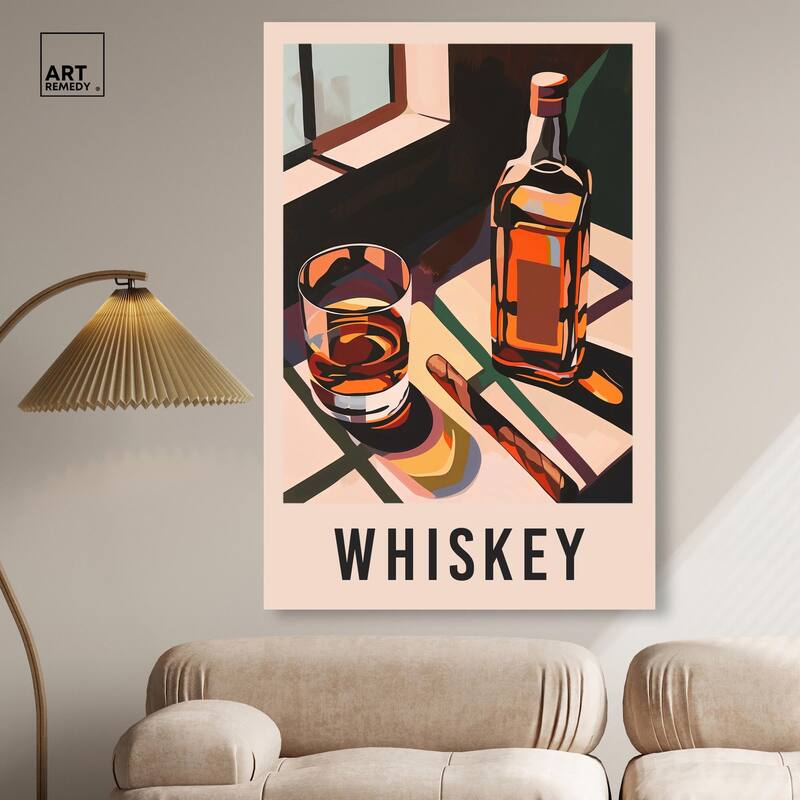 Whiskey Poster Canvas by Art Remedy, Gallery Wrapped