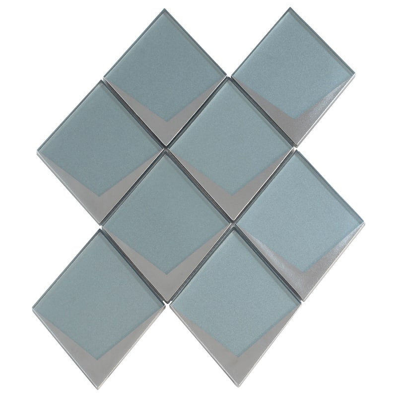 Solace 12x9 Green Metallic Silver Glass Mosaic Diamond Wall Tile (3.91 sq ft/case) - 5 Pack