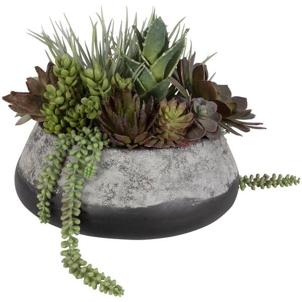 slide 2 of 4, Uttermost 60214 Yuma 13" Tall Cement Faux Flora Planter Dark Iron