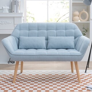 JASIWAY Modern Upholstered Linen 2-Seater Sofa with Pillow - Bed Bath ...