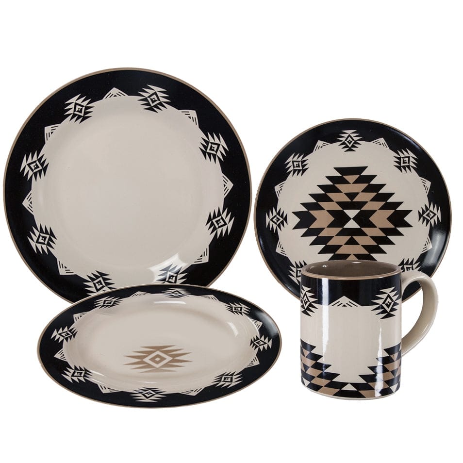 Paseo Road Chalet Aztec Ceramic 16 Piece Dinnerware Set