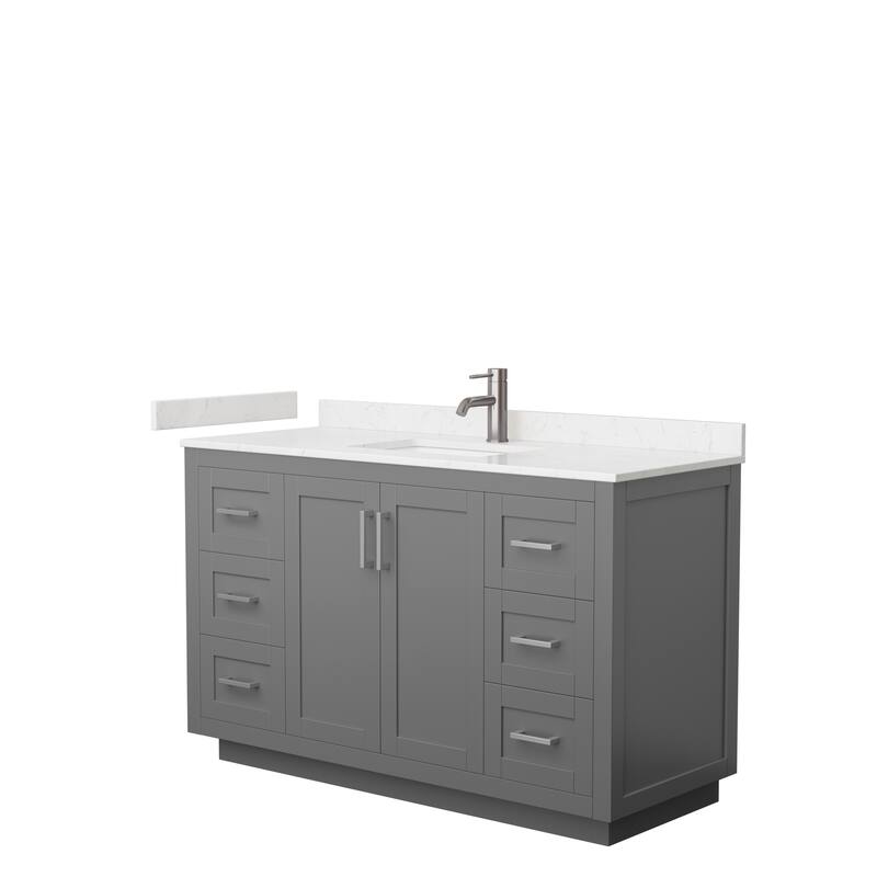 Miranda Single Vanity Set, Cultured Marble Top, No Mirror - 54-Inch Single - Dark Gray, Nickel Trim,Carrara Cultured Marble Top