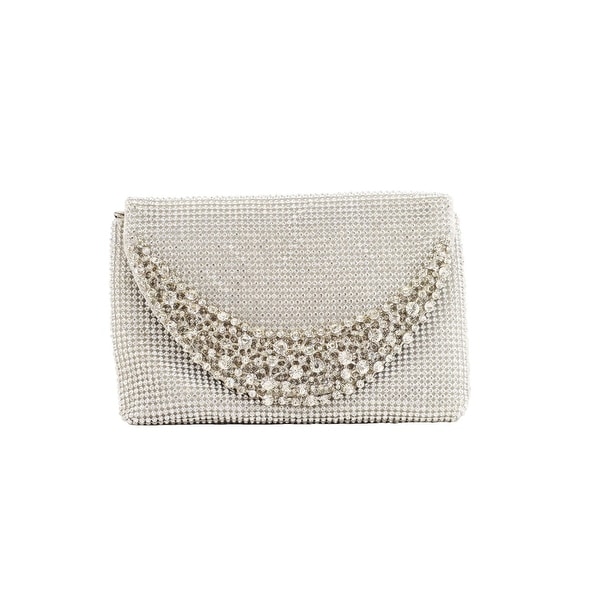 silver sparkle clutch bag