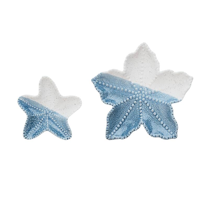 Blue & Bisque Sea Star Plate Set Of 2 Décor Decoration
