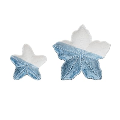 Blue & Bisque Sea Star Plate Set Of 2 Décor Decoration