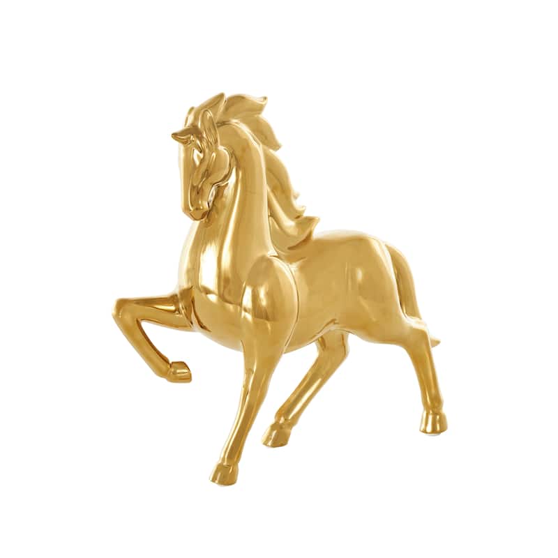 Gold or Silver Ceramic Prancing Horse Sculpture